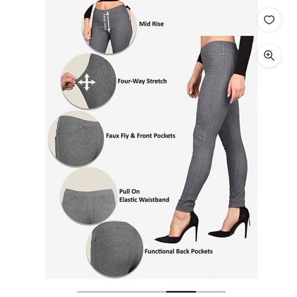 Lildy Women's Denim Leggings Stretchable Cotton Blend Small-Medium NWT S/M - Picture 4 of 11